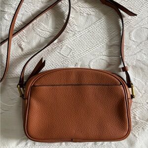 J. Crew cognac leather crossbody camera bag